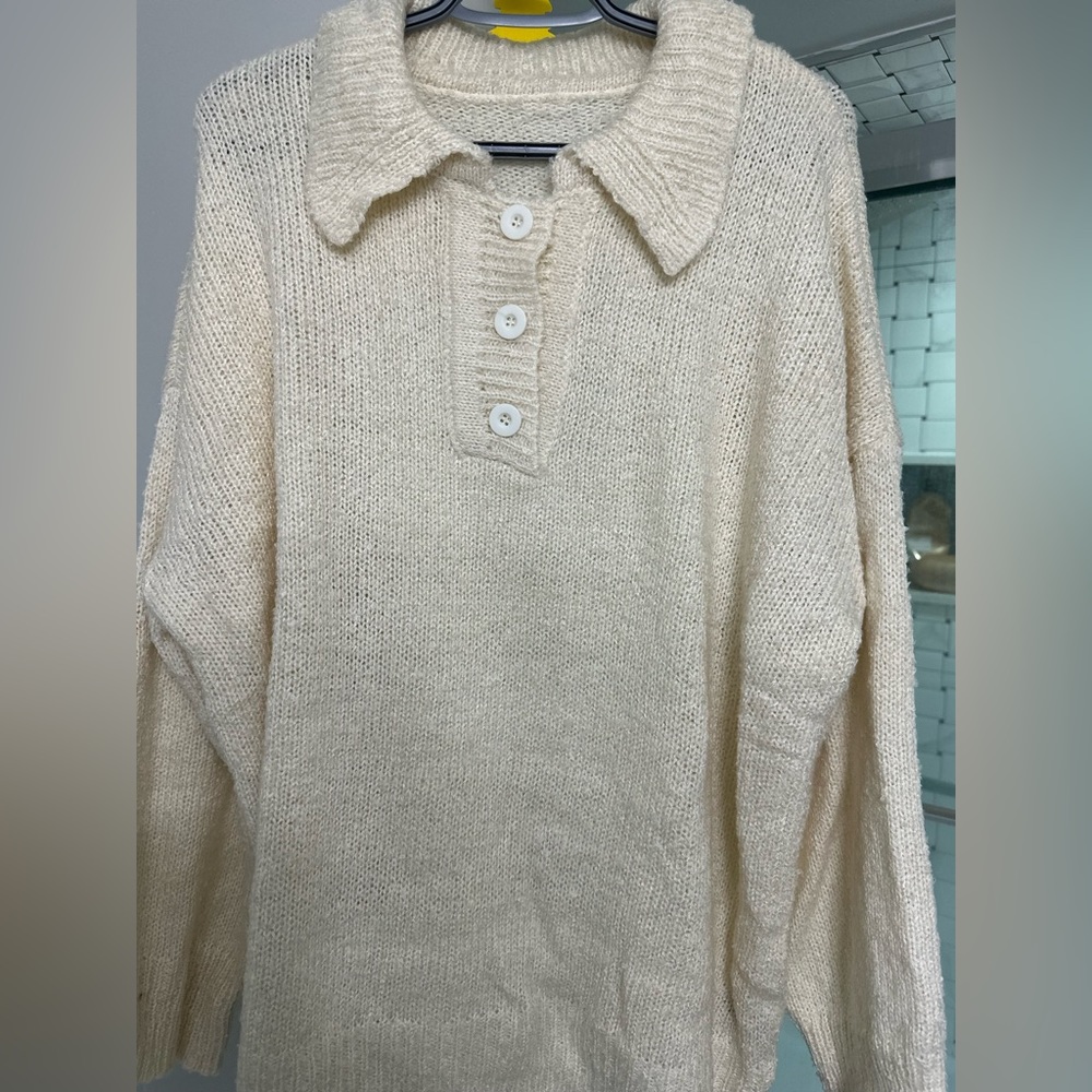 Half button drop shoulder sweater - Picture 4 of 7
